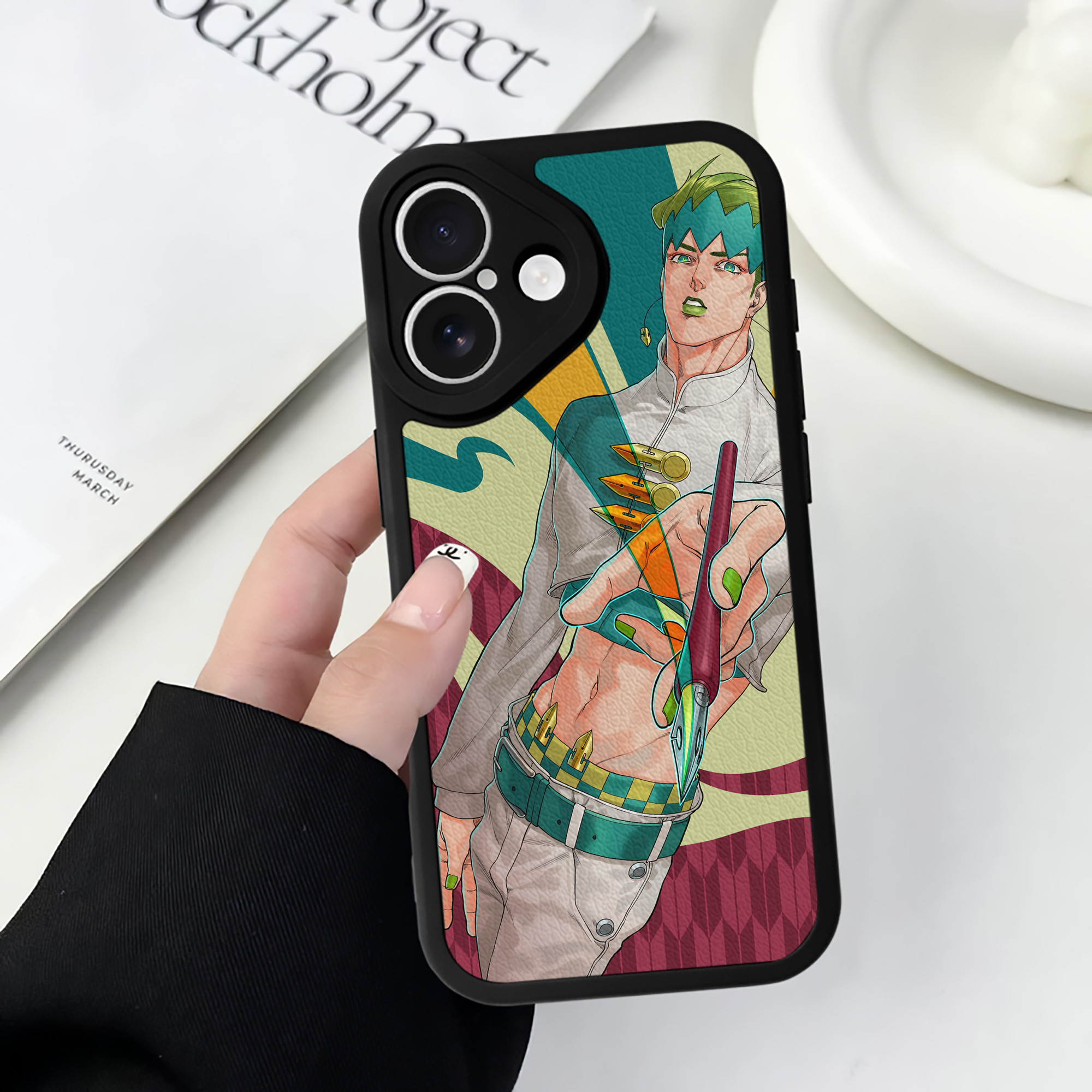 （画像用） ジョジョの奇妙な冒険 JoJo's Bizarre Adventure 【iPhone 16シリーズ対応】シリコンスマホケース（レザー調） 材質：シリコン